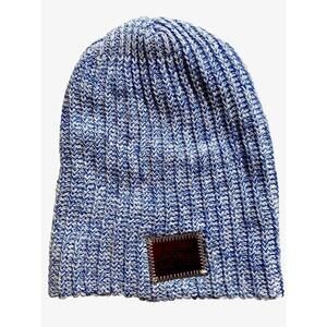 Love Your Melon Blue & White Beanie Knit Hat Slouch Women's Oversized Gift